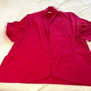 Blair women's XL Open Front blazer jacket sweater 3/4 Sleeve majenta hot pink